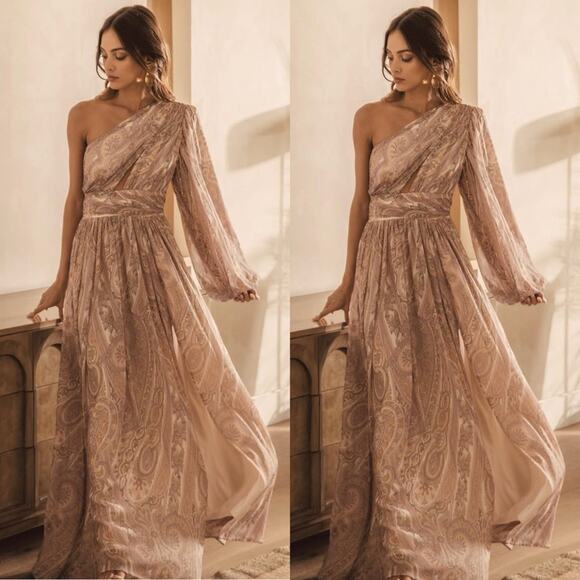 Line & Dot Gianni One Shoulder Maxi Dress Paisley Print - Picture 3 of 11